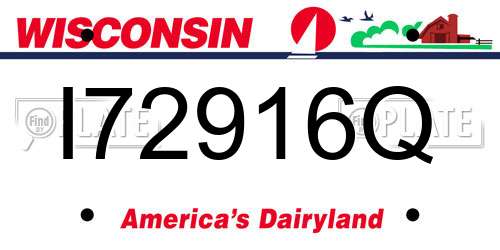 I72916Q Wisconsin License Plate