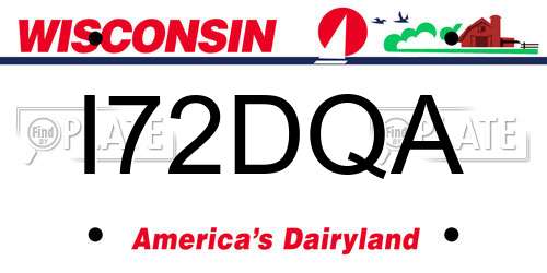 I72DQA Wisconsin License Plate