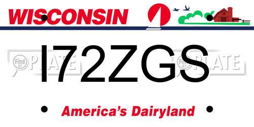 I72ZGS Wisconsin License Plate