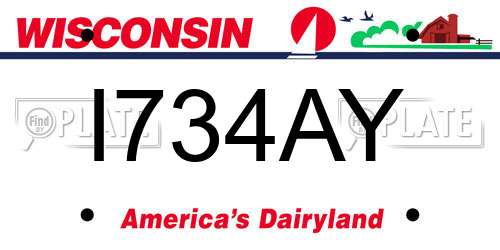 I734AY Wisconsin License Plate