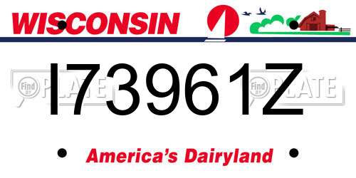 I73961Z Wisconsin License Plate