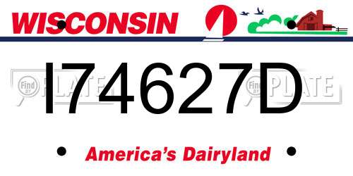 I74627D Wisconsin License Plate