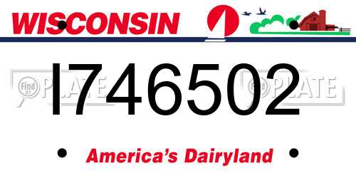 I746502 Wisconsin License Plate