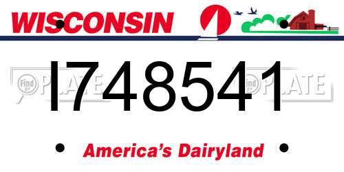 I748541 Wisconsin License Plate