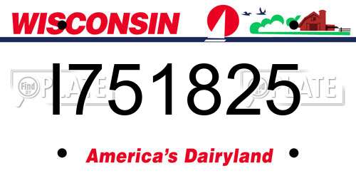 I751825 Wisconsin License Plate