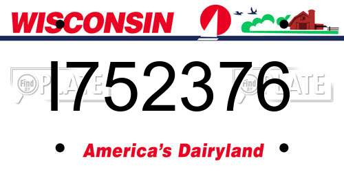 I752376 Wisconsin License Plate