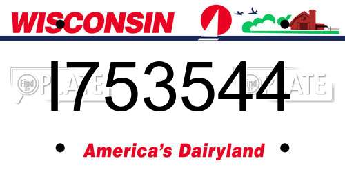 I753544 Wisconsin License Plate