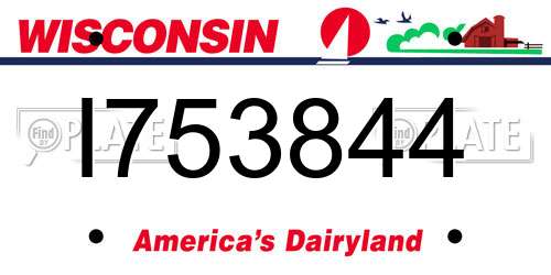 I753844 Wisconsin License Plate