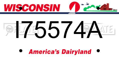 I75574A Wisconsin License Plate