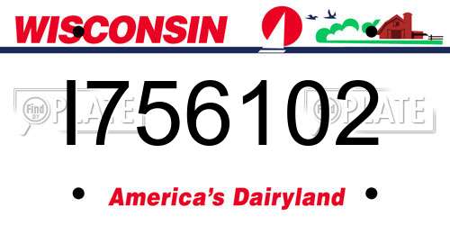 I756102 Wisconsin License Plate
