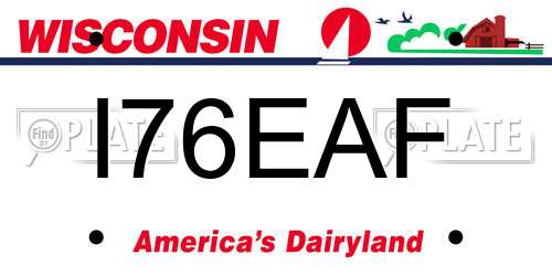 I76EAF Wisconsin License Plate