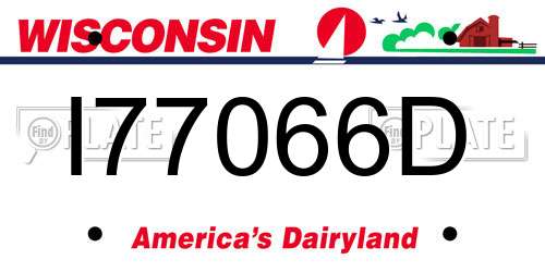 I77066D Wisconsin License Plate