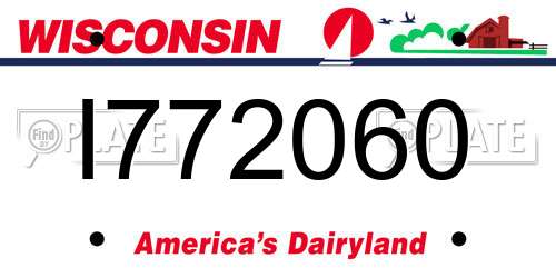 I772060 Wisconsin License Plate