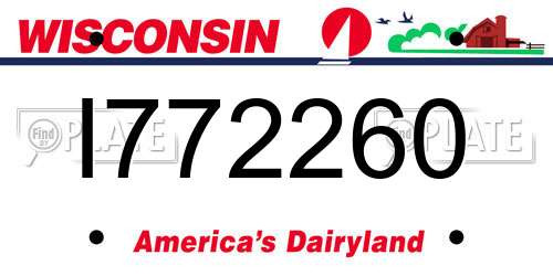 I772260 Wisconsin License Plate