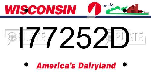 I77252D Wisconsin License Plate