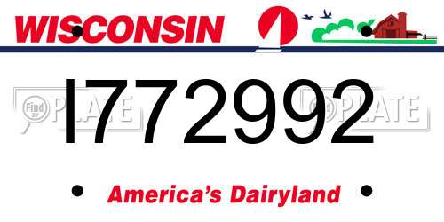 I772992 Wisconsin License Plate
