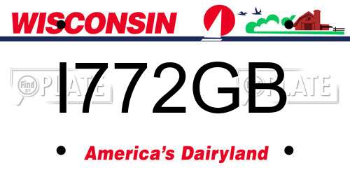 I772GB Wisconsin License Plate