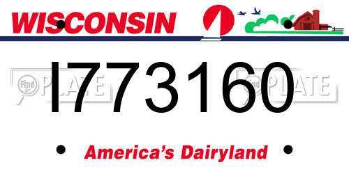 I773160 Wisconsin License Plate