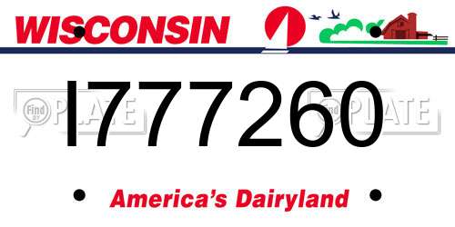 I777260 Wisconsin License Plate