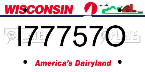 I77757O Wisconsin License Plate