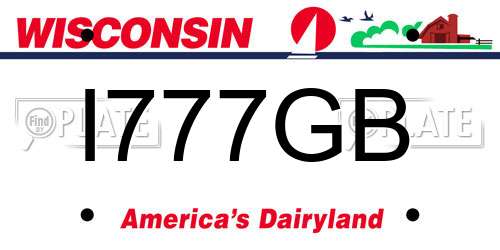I777GB Wisconsin License Plate