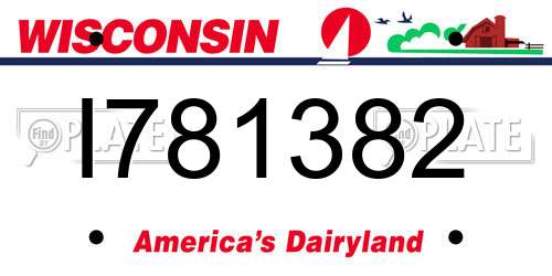 I781382 Wisconsin License Plate