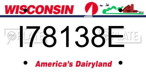I78138E Wisconsin License Plate