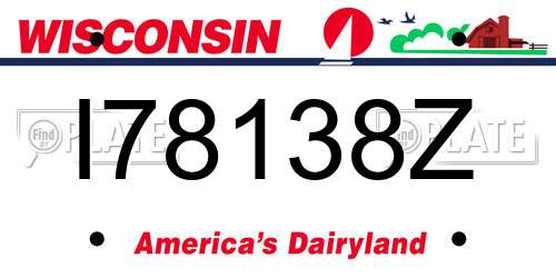 I78138Z Wisconsin License Plate