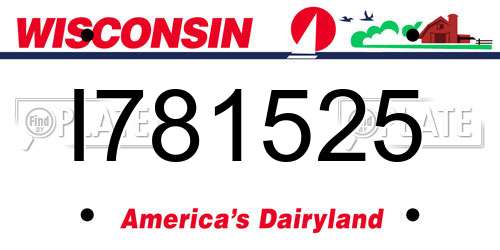 I781525 Wisconsin License Plate