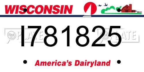 I781825 Wisconsin License Plate