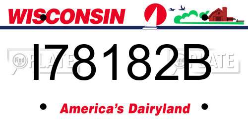 I78182B Wisconsin License Plate
