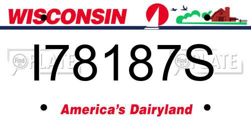 I78187S Wisconsin License Plate