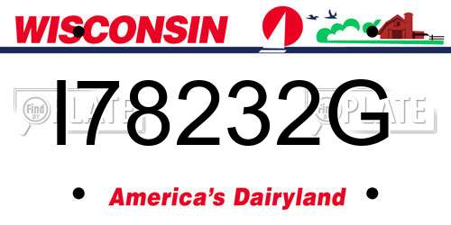 I78232G Wisconsin License Plate
