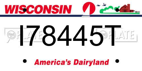 I78445T Wisconsin License Plate