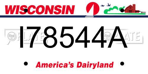 I78544A Wisconsin License Plate