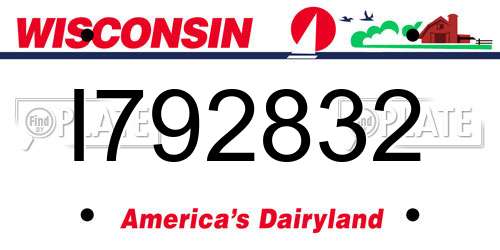 I792832 Wisconsin License Plate
