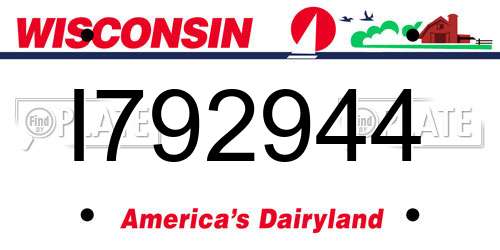 I792944 Wisconsin License Plate