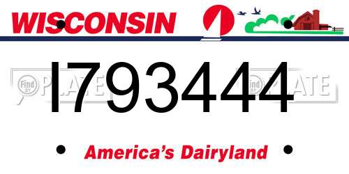 I793444 Wisconsin License Plate