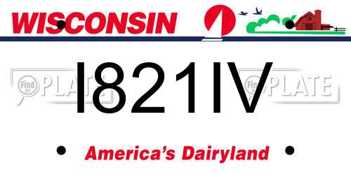 I821IV Wisconsin License Plate