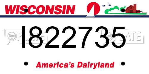 I822735 Wisconsin License Plate