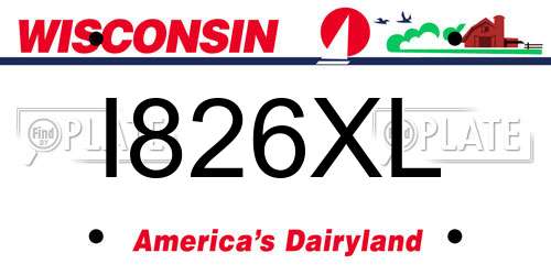 I826XL Wisconsin License Plate