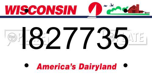 I827735 Wisconsin License Plate