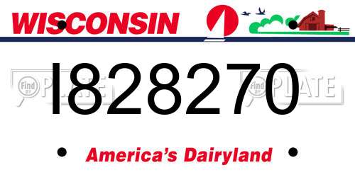 I828270 Wisconsin License Plate