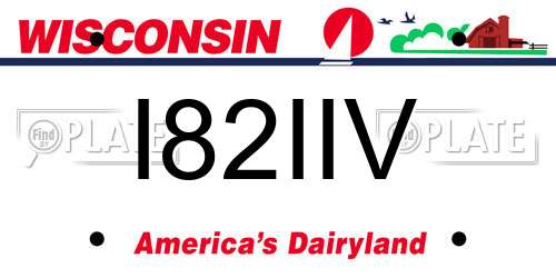 I82IIV Wisconsin License Plate