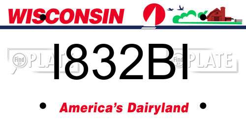 I832BI Wisconsin License Plate