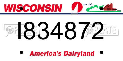 I834872 Wisconsin License Plate