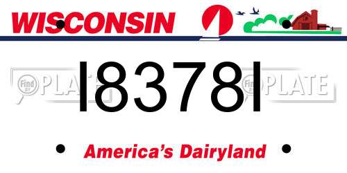 I8378I Wisconsin License Plate