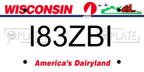 I83ZBI Wisconsin License Plate