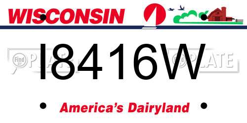 I8416W Wisconsin License Plate