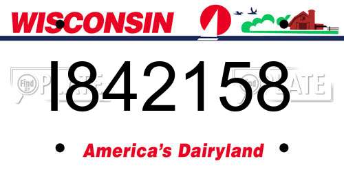 I842158 Wisconsin License Plate